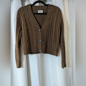 American Eagle Button Up brown Cableknit Cardigan